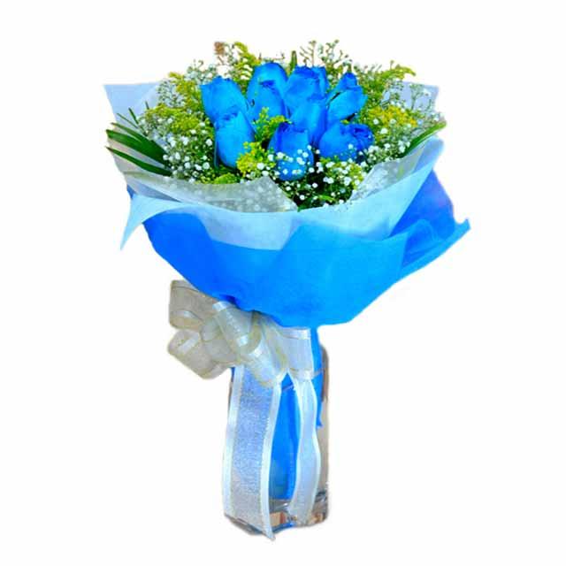 7 adet mavi gül buketi  Batıkent Ankara çiçek , çiçekçi , çiçekçilik 