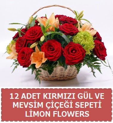 12 gl ve mevsim iekleri sepeti  Batkent Ankara hediye iek yolla 