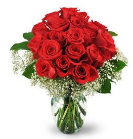 25 adet kırmızı gül cam vazoda  Batıkent Ankara çiçek , çiçekçi , çiçekçilik 