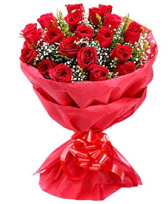 21 adet kırmızı gülden modern buket  Batıkent Ankara çiçek gönderme  
